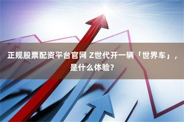 正规股票配资平台官网 Z世代开一辆「世界车」，是什么体验？